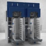 Auger-type filling machine for bulk materials.