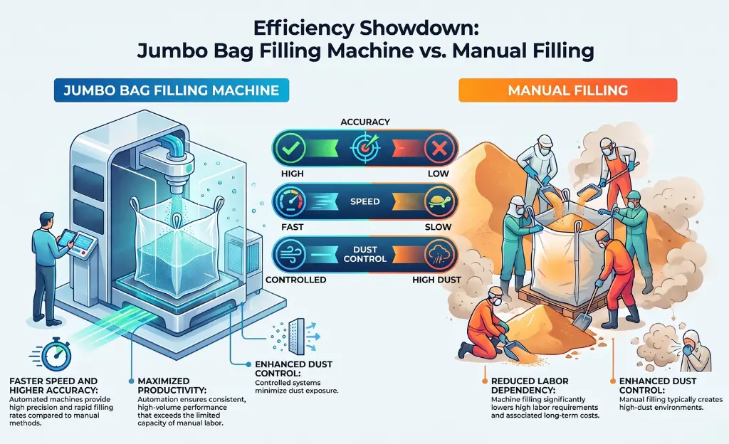 Jumbo Bag Filling Machine vs Manual Filling​